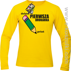Pierwsza drukarka - delete - print - longsleeve męski żółty