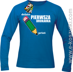 Pierwsza drukarka - delete - print - longsleeve męski niebieski