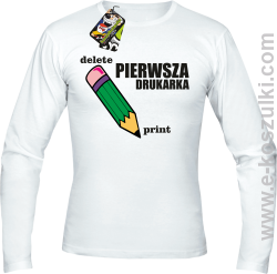Pierwsza drukarka - delete - print - longsleeve męski biały