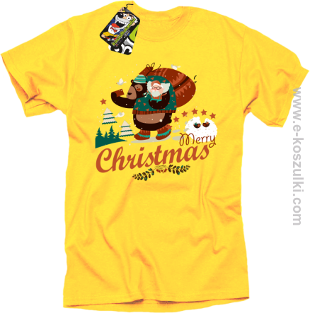 Misio selfiak z małym przyjacielem Merry Christmas - koszulka męska 