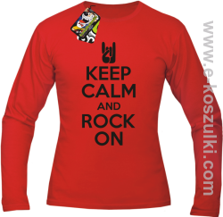 Keep calm and rock on - longsleeve męski czerwony