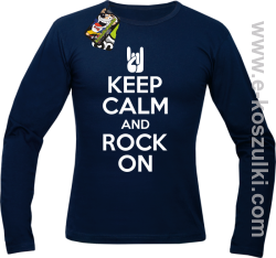 Keep calm and rock on - longsleeve męski granatowy