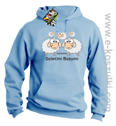 Jesteśmy dziećmi Bożymi -Baranki - bluza z kapturem  błękitna