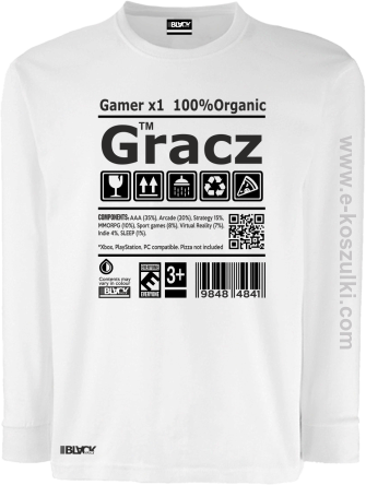 Gracz GAMER - bluza STANDARD dziecięca biała
