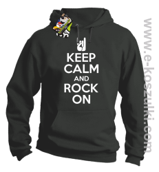 Keep calm and rock on - bluza z kapturem czarna