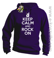 Keep calm and rock on - bluza z kapturem fioletowa