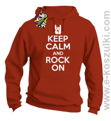 Keep calm and rock on - bluza z kapturem pomarańczowa