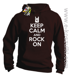 Keep calm and rock on - bluza z kapturem brązowy