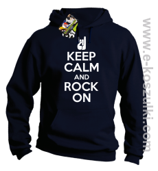 Keep calm and rock on - bluza z kapturem granatowa