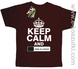 Keep calm and slide to unclock - koszulka dziecięca brązowa