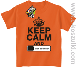 Keep calm and slide to unclock - koszulka dziecięca pomrańczowa