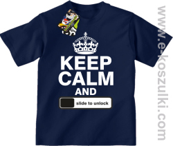 Keep calm and slide to unclock - koszulka dziecięca granatowa