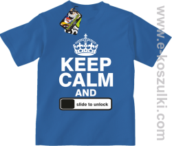 Keep calm and slide to unclock - koszulka dziecięca niebieska