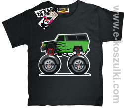Monster green car koszulka dziecięca - czarny