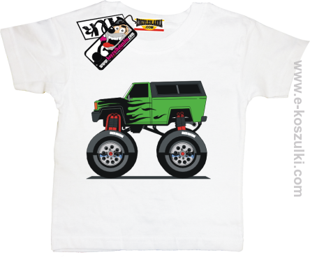 Monster green car koszulka dziecięca - biały