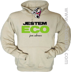 Jestem ECO - bluza męska z kapturem - beżowy