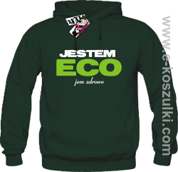 Jestem ECO - bluza męska z kapturem - butelkowy