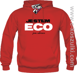 Jestem ECO - bluza męska z kapturem - czerwony
