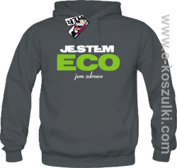 Jestem ECO - bluza męska z kapturem - grafitowy