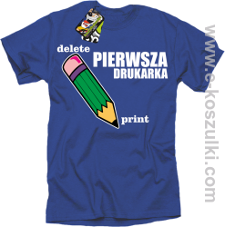 Pierwsza drukarka - delete - print - koszulka męska z nadrukiem oldschool 