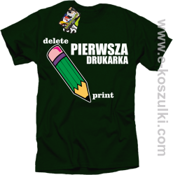 Pierwsza drukarka - delete - print - koszulka męska z nadrukiem oldschool butelkowa