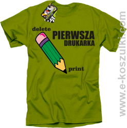 Pierwsza drukarka - delete - print - koszulka męska z nadrukiem oldschool kiwi