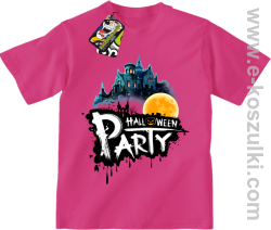 Halloween Party Moon Castle - koszulka dziecięca fuksja