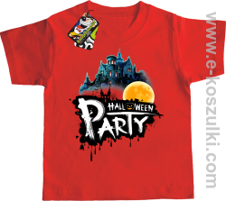 Halloween Party Moon Castle - koszulka dziecięca czerwona