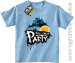 Halloween Party Moon Castle - koszulka dziecięca błękitna