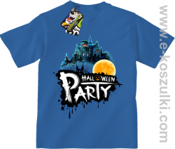 Halloween Party Moon Castle - koszulka dziecięca niebieska
