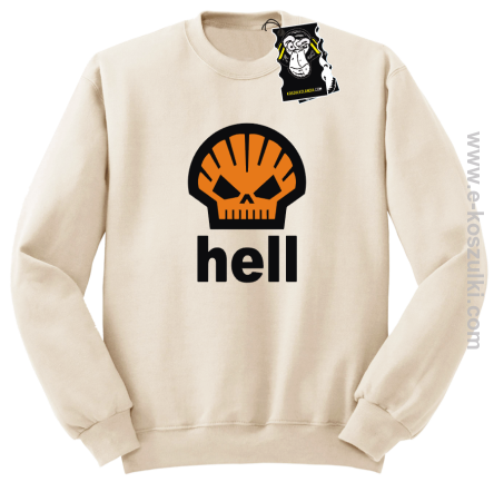Hell - bluza z ciekawym nadrukiem bez kaptura beżowa