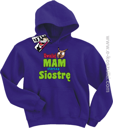 Uważaj mam starszą siostrę bluza dziecięca - fioletowy