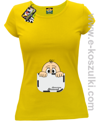Kieszonka z dzidziusiem - koszulka damska żółty