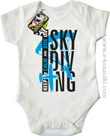 Skydiving keep calm and dive on - body dziecięce białe