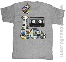 I love 80`s mix tape kaseta magnetofonowa - koszulka dziecięca melanżowa