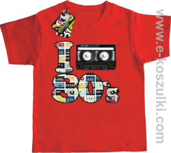I love 80`s mix tape kaseta magnetofonowa - koszulka dziecięca czerwona