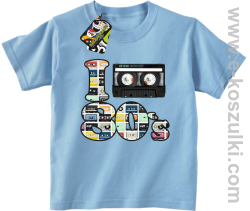 I love 80`s mix tape kaseta magnetofonowa - koszulka dziecięca błękitna