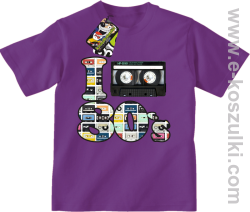I love 80`s mix tape kaseta magnetofonowa - koszulka dziecięca fioletowa