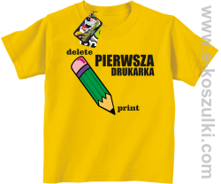Pierwsza drukarka - delete - print - koszulka dziecięca z ciekawym nadrukiem żółta