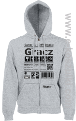 Gracz GAMER - bluza męska na zamek z kapturem melanż 