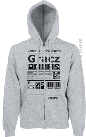 Gracz GAMER - bluza męska na zamek z kapturem 