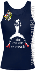 Lubię czuć wiatr we włosach - top damski granatowy