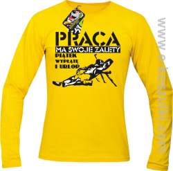 Praca ma swoje zalety piątek wypłatę i urlop - longsleeve męski żółty