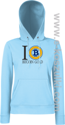 I love Bitcoin Gold - bluza damska z kapturem błękitna