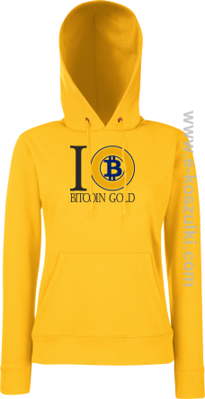 I love Bitcoin Gold - bluza damska z kapturem żółta