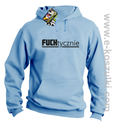 Fucktycznie - bluza z kapturem błękitny