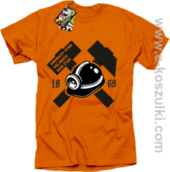 Górniczy stan niech żyje nam SYMBOL z kaskiem - koszulka męska pomarańczowa
