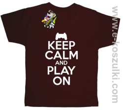 Keep calm and play on konsola - koszulka dziecięca brązowa