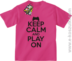 Keep calm and play on konsola - koszulka dziecięca różowa