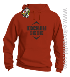 Kocham siebie - bluza z kapturem pomarańczowa